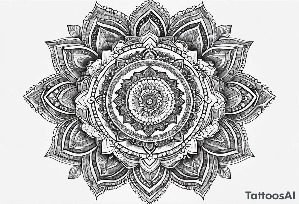 Full sleeve mandala henna female tattoo with mushroom henna at shoulder tattoo idea