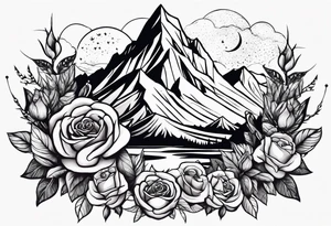 Mountain, rose and dessert tattoo idea