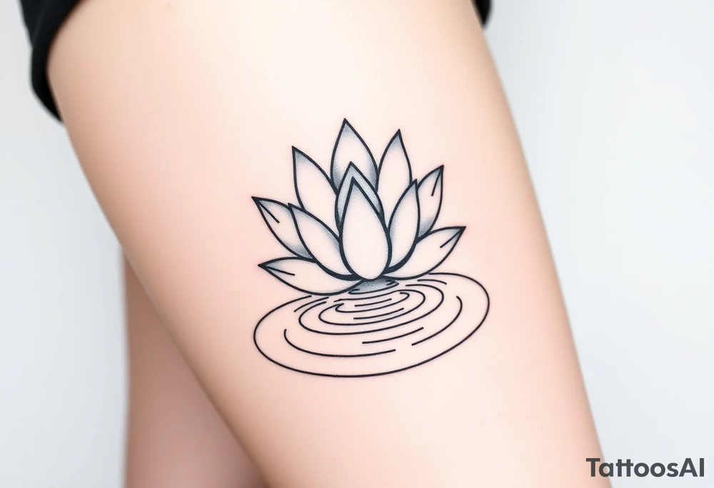 serene lotus flower emerging from sacred waters with ripples tattoo idea