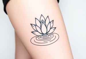 serene lotus flower emerging from sacred waters with ripples tattoo idea