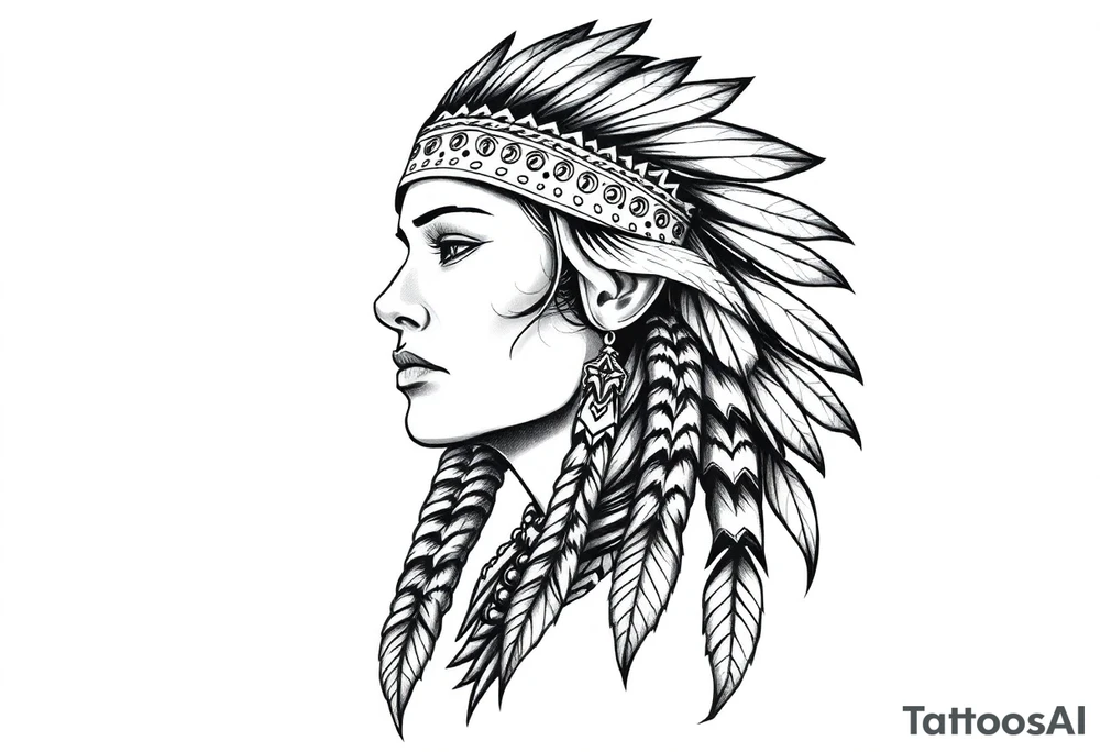 Female Native American tattoo idea