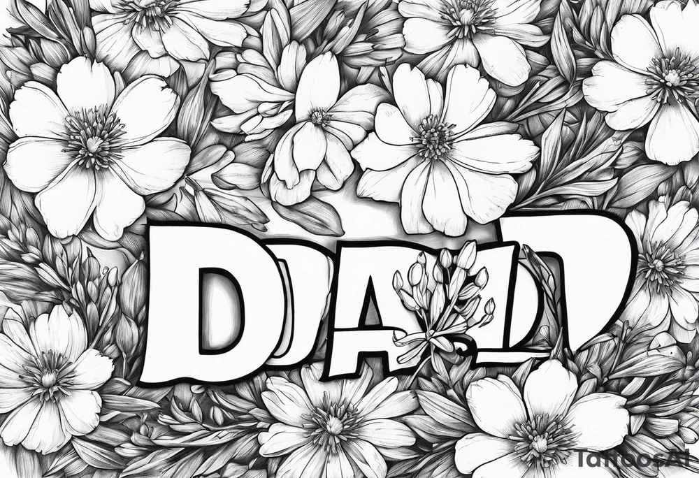 Aster flowers - sea rocket flowers with a cardinal around the words Dad tattoo idea