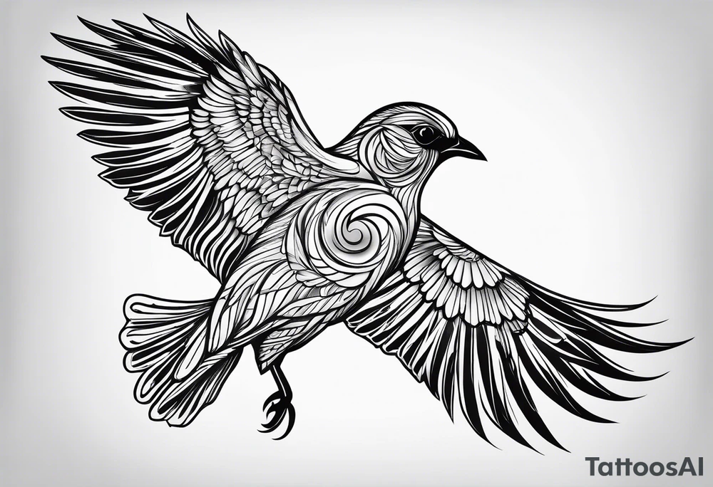 Black and white bird outline tattoo idea