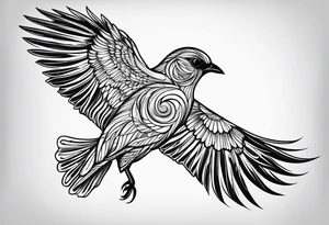 Black and white bird outline tattoo idea