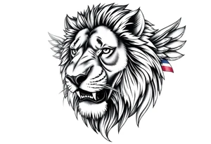 powerful majestic lion with Czech theme tattoo idea
