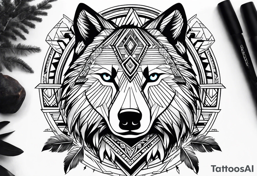 Cree tribe inspired tattoo with a bear a cayote together. tattoo idea