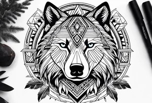 Cree tribe inspired tattoo with a bear a cayote together. tattoo idea