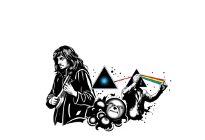 Led Zeppelin, Pink Floyd, mac miller, album art sleeve, black tattoo idea