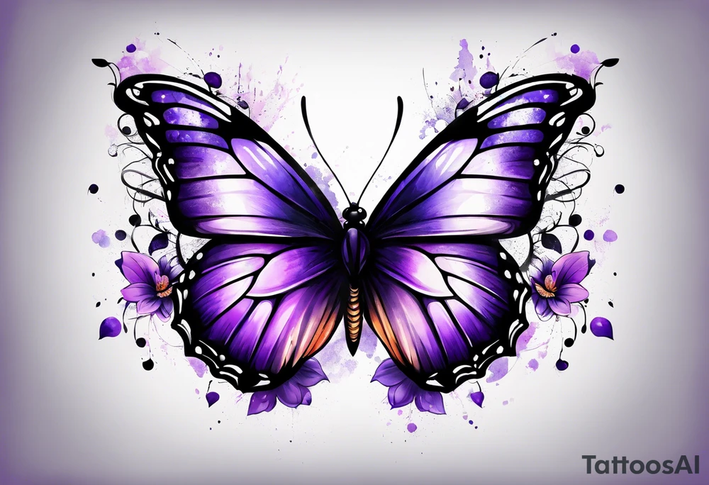 Purple butterfly tattoo idea