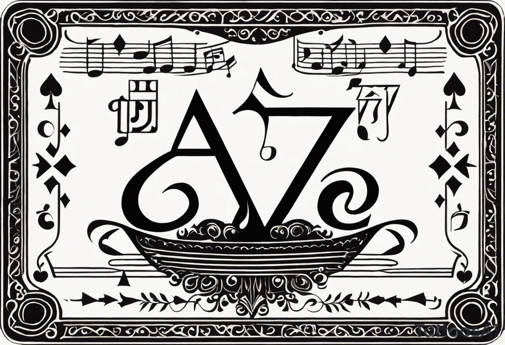 This image shows a design resembling the spade symbol (Ace of Spades) from a deck of playing cards. In the center, there is a musical note-like symbol that resembles a combination of the lowercase German letter "ß" (Eszett) and a simplified musical note. The overall design is simple and artistic, possibly representing music, art, or a related theme. tattoo idea