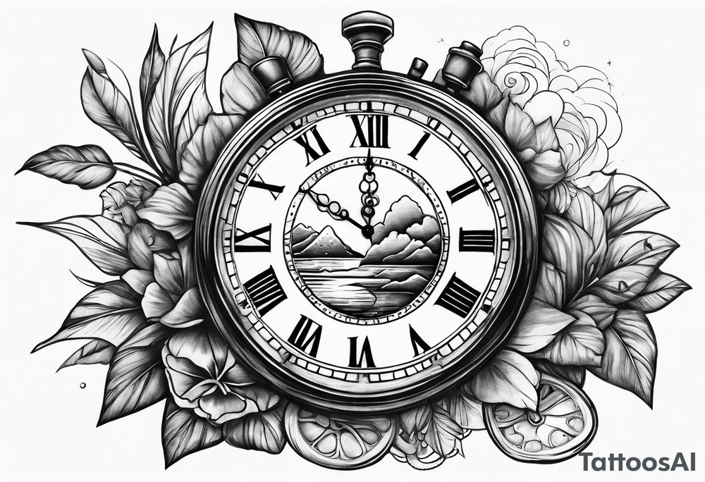 time element in sunset tattoo idea