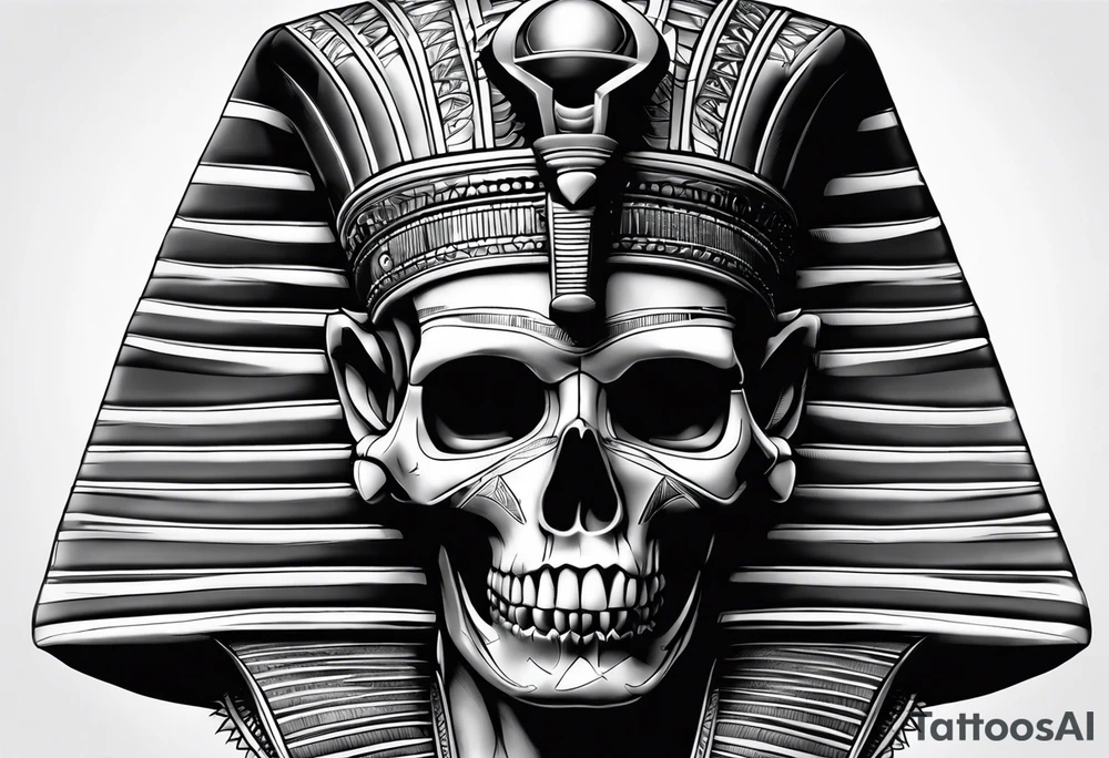 pharaoh skull realistic tattoo idea