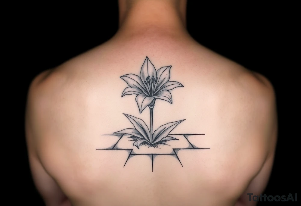 lily coming up out of the tile floor tattoo idea