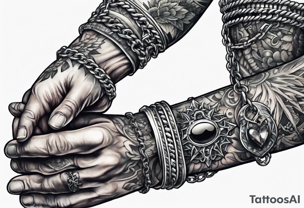 Skeleton hands chained together tattoo idea