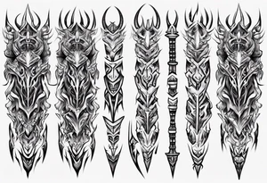 Demonic leg armor symmetrical tattoo idea