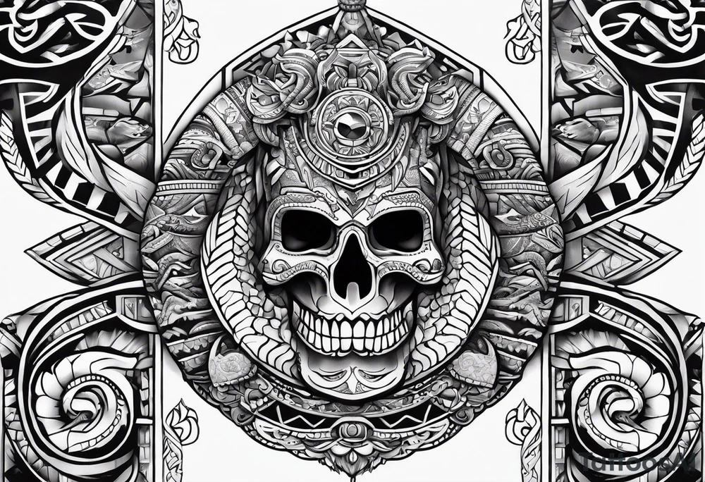aztec snake sleeve tattoo idea