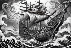 Kraken attacking Poseidon thrusting trident tattoo idea