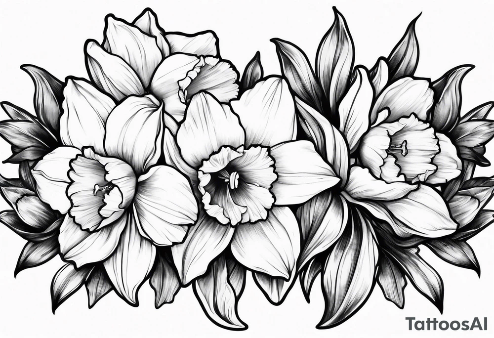 Daffodil birth flower chain tattoo idea