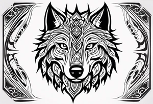 Angry tribal wolf head tattoo idea