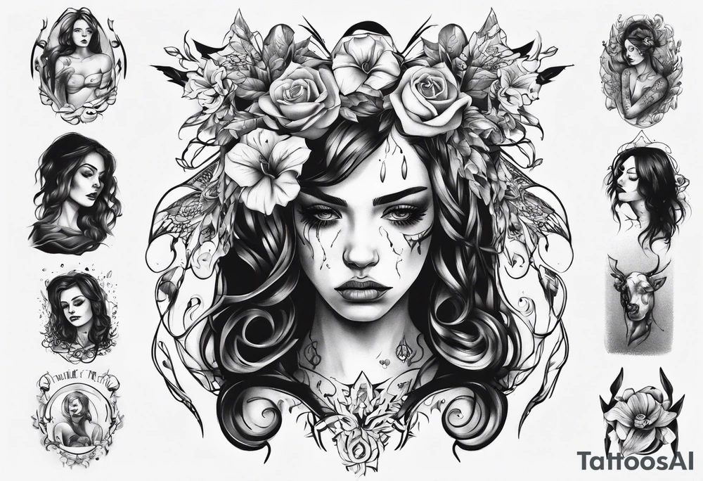 sad woman tattoo idea