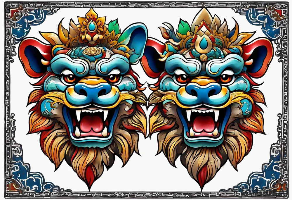 Okinawan shisa pair. One has their mouth closed tattoo idea