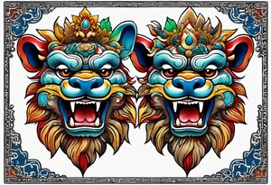 Okinawan shisa pair. One has their mouth closed tattoo idea