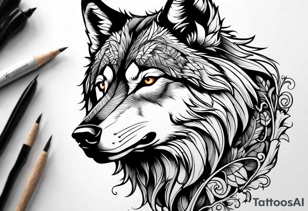 a wolf hunting tattoo idea