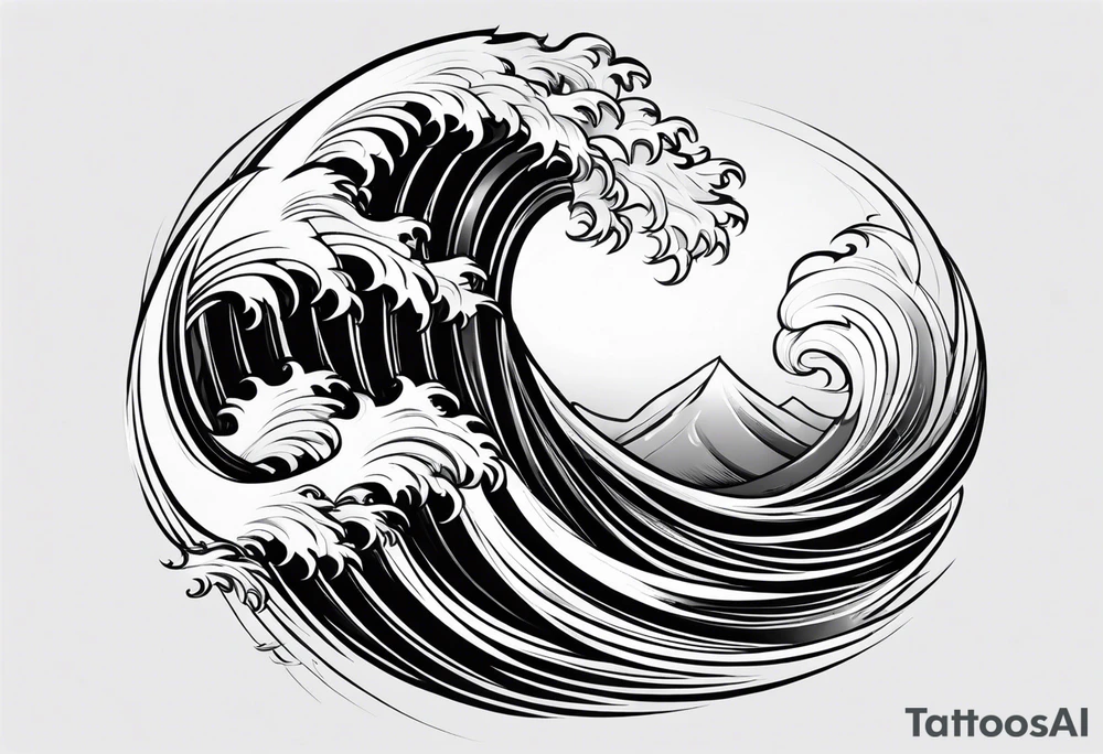 Fire rolling into water wave tattoo idea