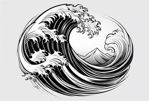 Fire rolling into water wave tattoo idea