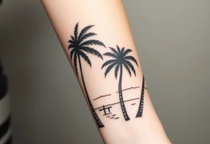 Palm trees, silhouette,  florida, water backround tattoo idea