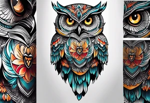 Full leg tattoo owl tattoo idea