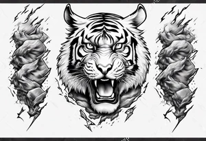 Tiger with lightning for a forearm sleeve tattoo idea