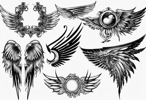 Wings with the dates 09/12/2012 and 24/10/2023 tattoo idea