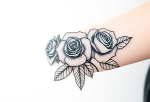 Traditional roses tattoo dedicated to my three kids tattoo idea