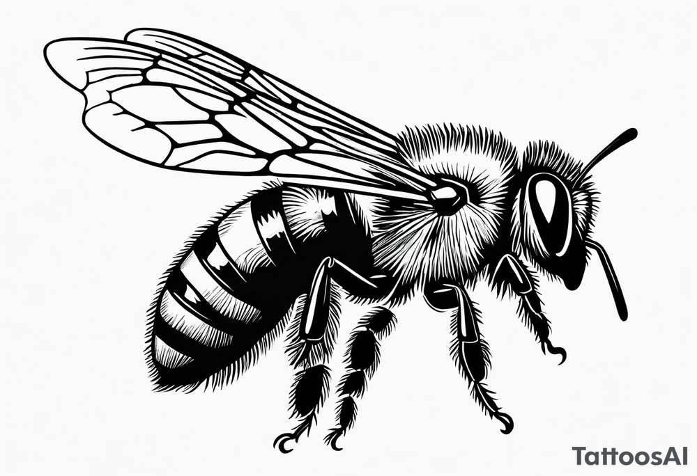 bee flying, side view, "10X" text below it tattoo idea