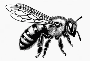 bee flying, side view, "10X" text below it tattoo idea