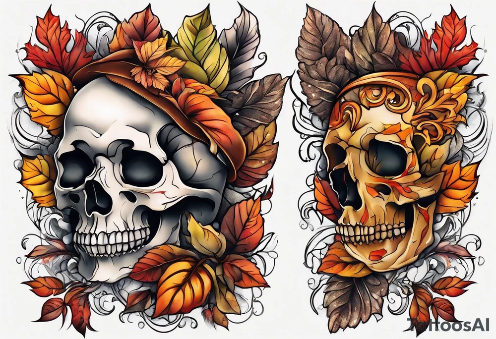 thigh tattoo with fall colors tattoo idea