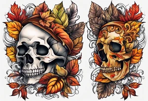 thigh tattoo with fall colors tattoo idea