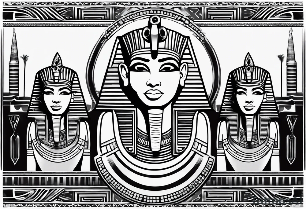 Egyptian See no evil , speak no evil , hear no evil vertical tattoo idea