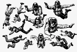 skydiving, shooting guns tattoo idea