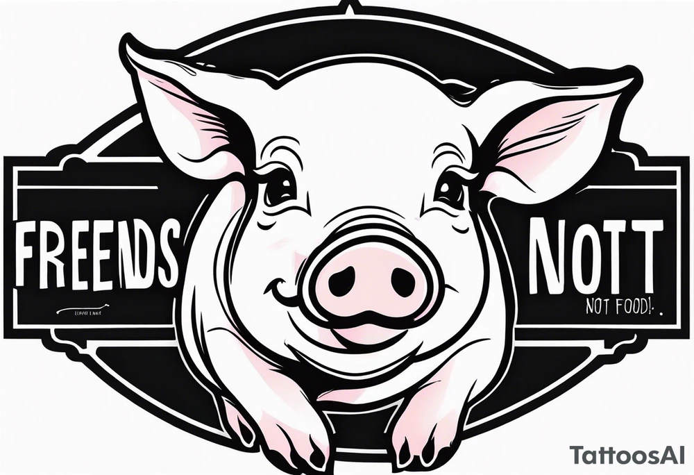 cute pig or piglet.
with text: "friends not food"
very thin lines tattoo idea cute pig or piglet.
with text: "friends not food"
very thin lines tattoo idea