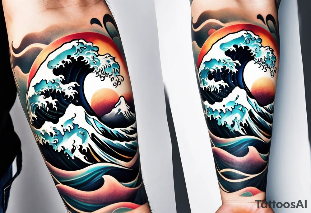 simple wave for outside forearm tattoo idea