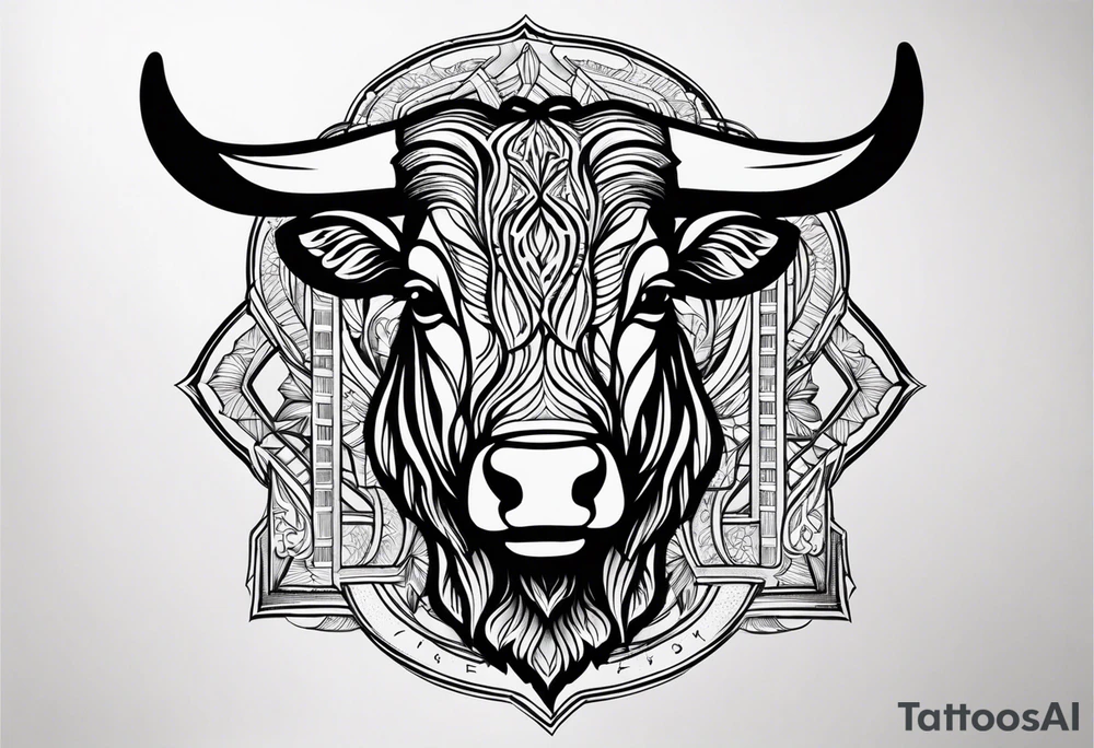 realistic laying ox tattoo idea