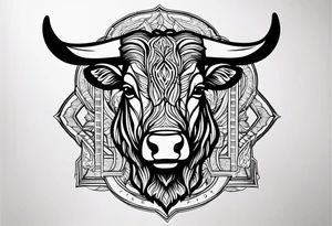 realistic laying ox tattoo idea