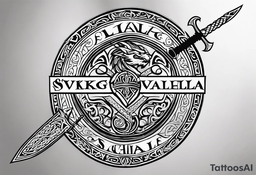 Viking sword Valhalla dragon shield tattoo idea