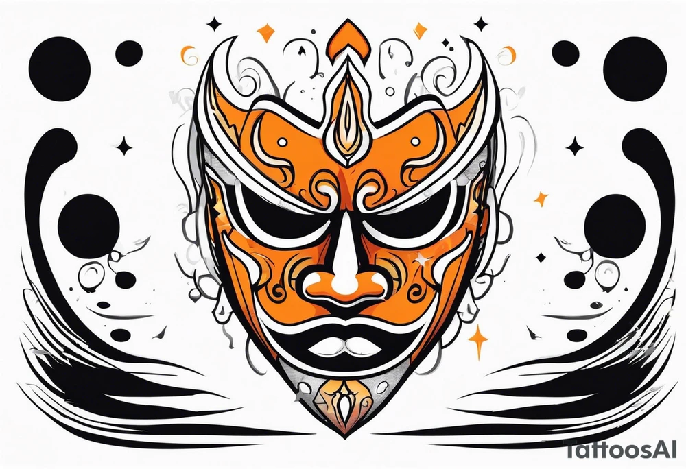 Crying mask that is orange and black tattoo idea