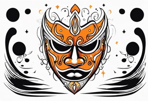 Crying mask that is orange and black tattoo idea