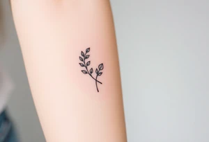 laurel branch with one leaf inverted tattoo idea