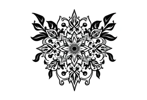 mytical shaman and mytolog style ornament with ancient rhyme tattoo idea