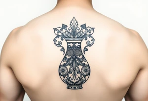 Large Decorative ornamental vase tattoo idea